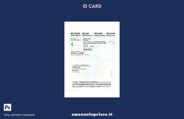 stile verificato Modello di carta d'identità belga